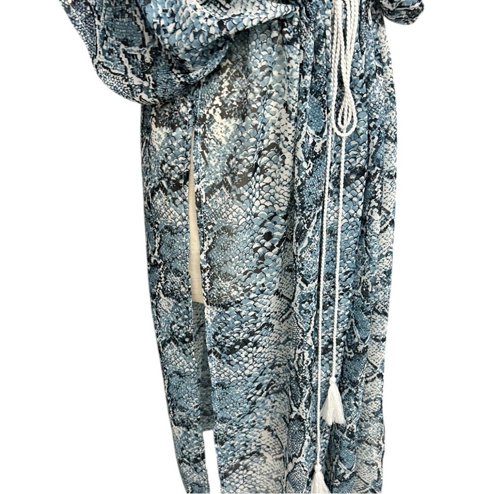 Carlos Santana Blue Snakeskin Print Kaftan Dress One Size NWT - Picture 9 of 11